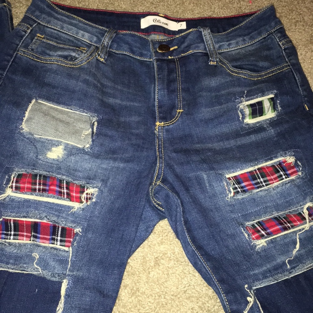 patch skinny jeans